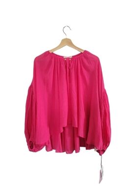 NWT AVEC LES FILLES Size S Pink Boho Flowy Blouse Balloon Sleeves